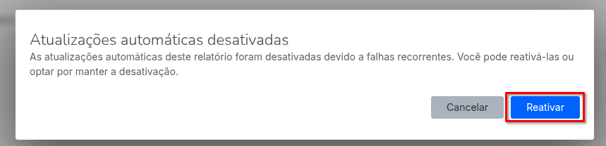 Atualizações desativadas