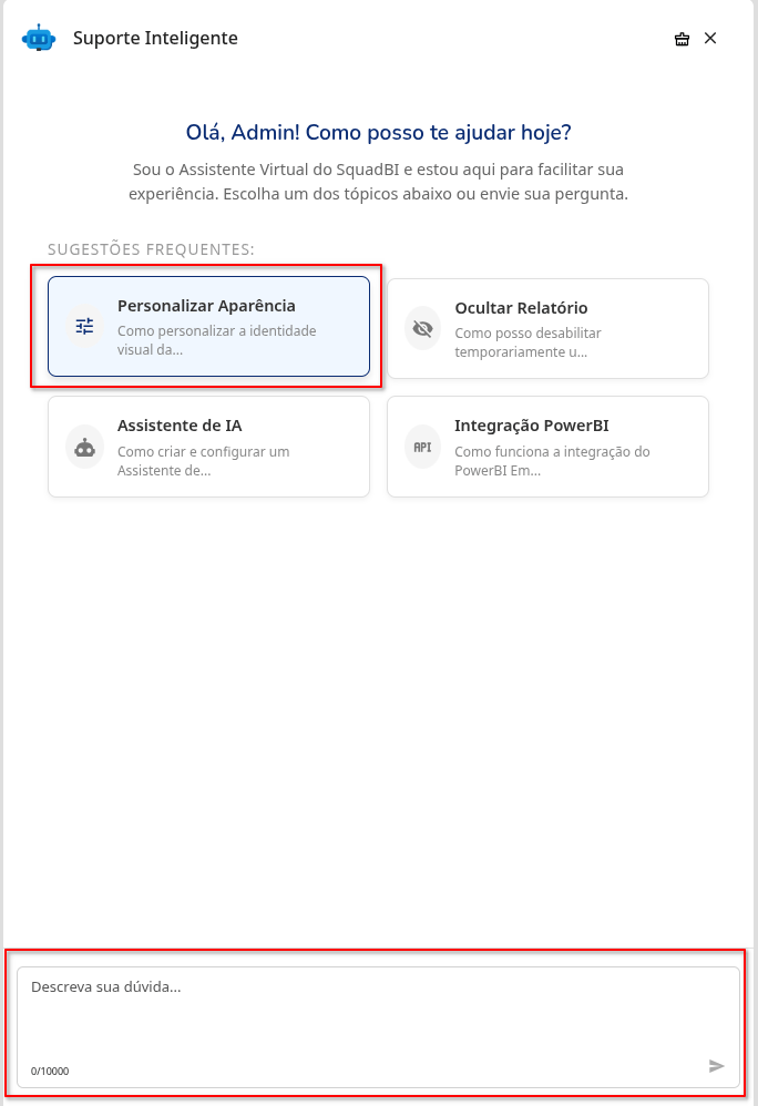 Interface de Sugestões