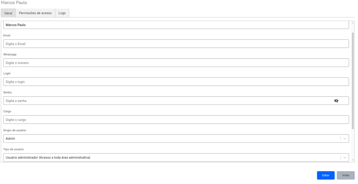 Listagem de usuários