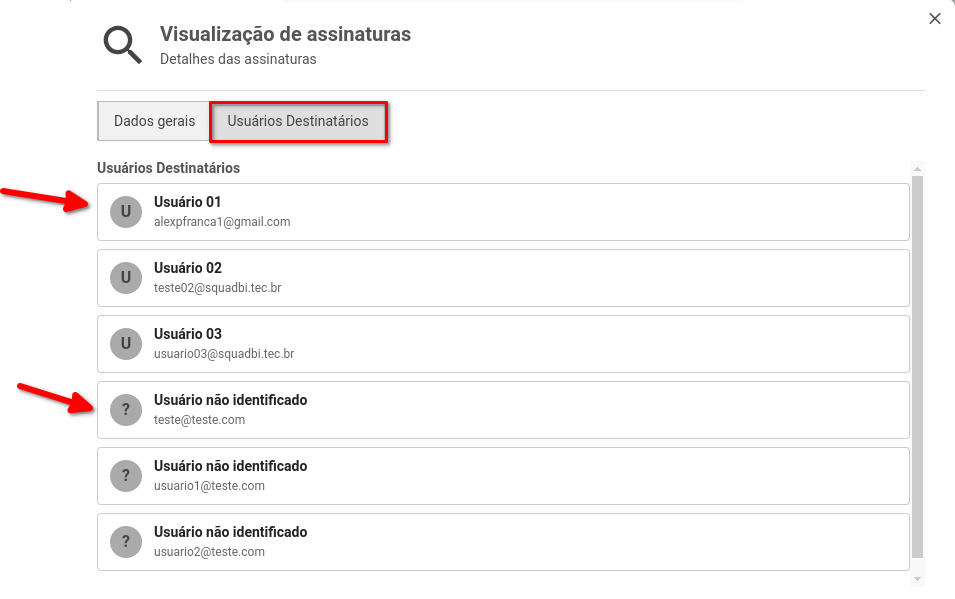 Listagem de usuários