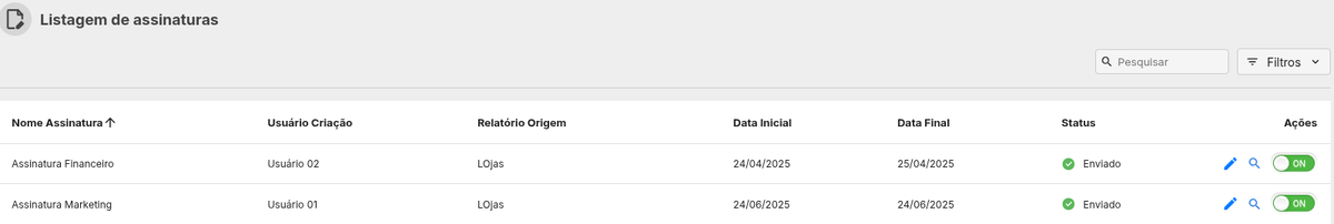 Listagem de usuários