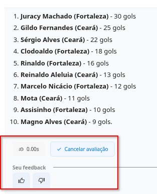 Avaliação da Resposta